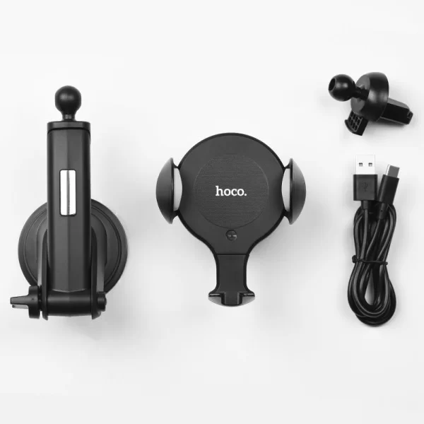 Suport auto Hoco CA60 Aspiring (Wireless Charger 15W) [Black]